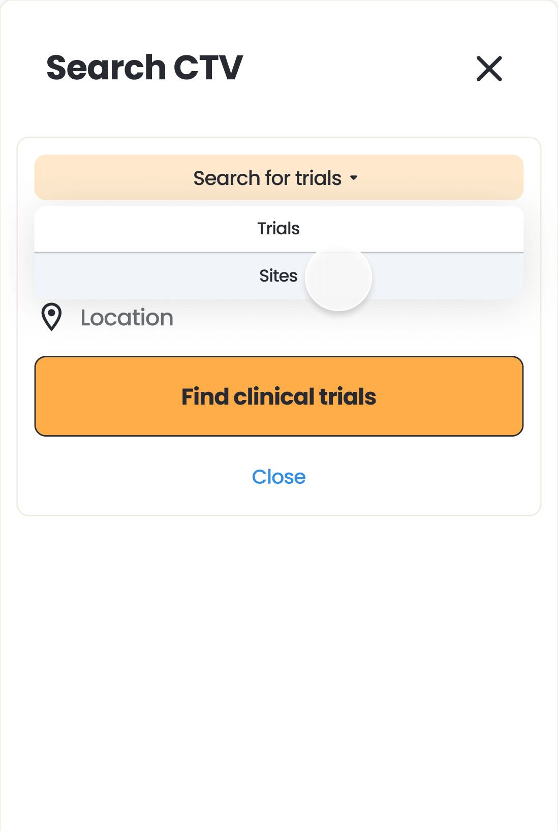 Screenshot of site search button